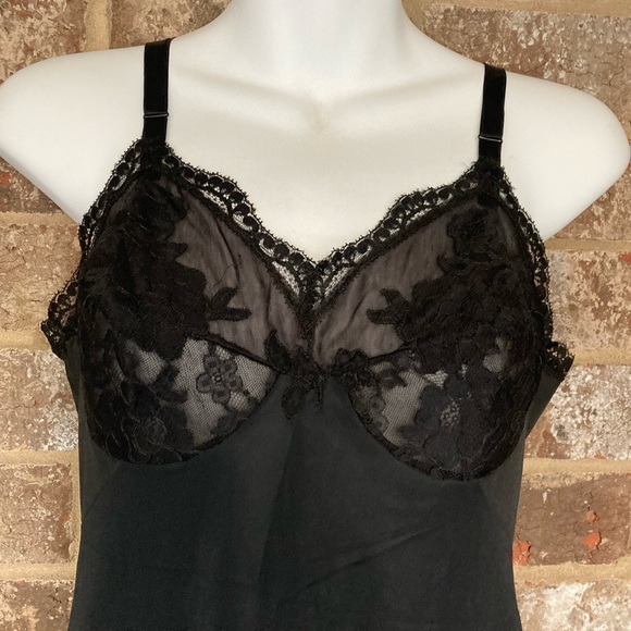 VINTAGE Goddard Artemis 1970 Black Lace Nylon Pin Up Slip Dress Size 34 - Picture 4 of 11